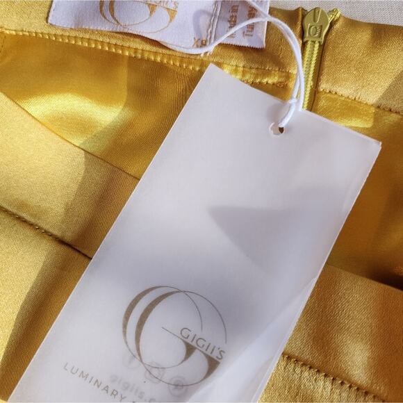 GIGIIS MUSTARD NEW SILK LIKE SHORTS WITH POCKETS SIZE XS MADE IN TURKEY - Picture 7 of 9